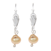 Freshwater Pearl Lever Back Earring iron earring lever back clip Potato earth yellow 6- Sold By Pair