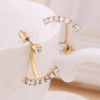 Zinc Alloy Stud Earring with plastic earnut stainless steel post pin gold color plated with rhinestone nickel lead & cadmium free Sold By Lot
