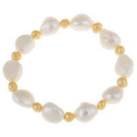 Bracelet en perles de culture d'eau douce, perle d'eau douce cultivée, Baroque, deux tons, 5-6mm, 10-11mm, Vendu par Environ 7.5 pouce brin
