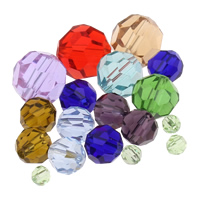 Bicone Crystal Beads, Round, different size for choice & faceted, mixed colors, Sold By Bag