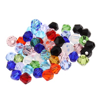 Doppelkegel Kristallperlen, Kristall, facettierte, mehrere Farben vorhanden, 4x4mm, Bohrung:ca. 1mm, 50PCs/Tasche, verkauft von Tasche