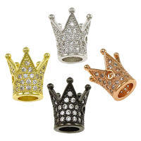 Cubic Zirconia Micro Pave Brass Pendant, Crown, plated, micro pave cubic zirconia & without troll & double-hole, more colors for choice, nickel, lead & cadmium free, 12x12.50mm, Hole:Approx 5.5mm, 2mm, 10PCs/Lot, Sold By Lot