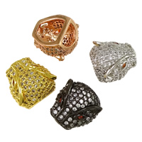 Cubic Zirconia Micro Pave Brass Beads, Leopard, plated, micro pave cubic zirconia, more colors for choice, nickel, lead & cadmium free, 13x14x9mm, Hole:Approx 7.5x4mm, 2.5x3mm, 10PCs/Lot, Sold By Lot