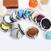 Tibetan Style Cosmetic Mirror, with Glass, Flat Round, platinum color plated, faceted, more colors for choice, nickel, lead & cadmium free, 70x70mm, 10PCs/Lot, Sold By Lot