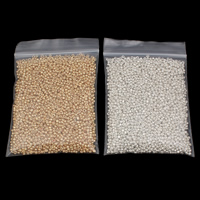Pläterad Glass Seed Beads, med OPP, Rund, plated, fler färger för val, 2x1.9mm, 100x65mm, Hål:Ca 1mm, Ca 3300PC/Bag, Säljs av Bag