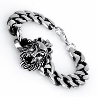 Titanium Steel Bracelet Lion curb chain & for man & blacken 33.50mm Length Approx 8.6 Inch Sold By Lot