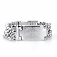 Titanium Steel Bracelet with cross pattern & curb chain & with letter pattern & for man original color 23mm Length Approx 8 Inch Sold By Lot
