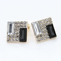 Zinc Alloy Stud Earring with plastic earnut stainless steel post pin Square gold color plated with rhinestone nickel lead & cadmium free 16mm Sold By Pair