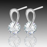 Rhinestone Earring Zinc Alloy stainless steel post pin silver color plated with rhinestone nickel lead & cadmium free Sold By Pair