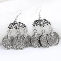Tibetan Style Drop Earring, brass earring hook, antique silver color plated, nickel, lead & cadmium free, 25x45mm, Sold By Pair