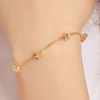 Zinc Alloy Bracelet with iron chain with 5cm extender chain gold color plated twist oval chain nickel lead & cadmium free 7mm Sold Per Approx 7 Inch Strand