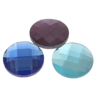 Glass Cabochons, Flat Round, flat back & faceted, more colors for choice, 18x3.5mm, 200PCs/Bag, Sold By Bag