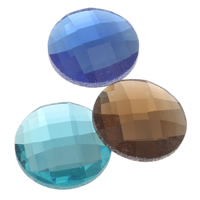 Glass Cabochons, Flat Round, flat back & faceted, more colors for choice, 20x5mm, 130PCs/Bag, Sold By Bag