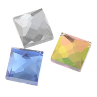 Glass Cabochons, Square, flat back & faceted, more colors for choice, 8x8x4mm, 1600PCs/Bag, Sold By Bag