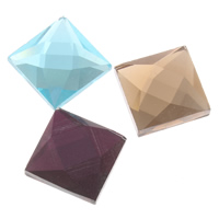 Glass Cabochons, Square, flat back & faceted, more colors for choice, 12x12x4mm, 550PCs/Bag, Sold By Bag