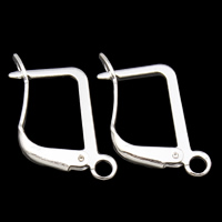 Brass Lever Back Earring Wires, silver color plated, 14x17x3mm, Hole:Approx 1mm, 10Pairs/Bag, Sold By Bag