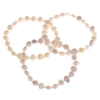 Freshwater Kulturperler Pearl Bracelet, Ferskvandsperle, med Glas Seed Beads, Barok, naturlig, flere farver til valg, 7-8mm, Solgt Per Ca. 7.5 inch Strand