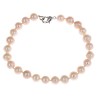 Freshwater Cultured Pearl Bracelet, Freshwater Pearl, brass clasp, Potato, natural, different styles for choice, pink, 7-8mm, Sold Per Approx 7.4 Inch Strand