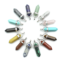 Gemstone Pendants Jewelry, with brass bail, pendulum, platinum color plated, different materials for choice, 13x38x10mm-13x41x10mm, Hole:Approx 2x3mm, Sold By PC