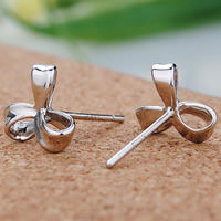Brass Stud Earring with plastic earnut Flower real silver plated Sold By Pair