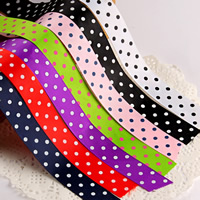 Grosgrain Ribbon, with round spot pattern, mixed colors, 22mm, 100Strands/Bag, 1m/Strand, Sold By Bag