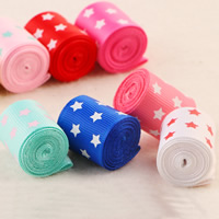 Grosgrain Ribbon with star pattern mixed colors 25mm  Sold By Bag