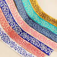 Satin Ribbon, with flower pattern, mixed colors, 25mm, 100Strands/Bag, 1m/Strand, Sold By Bag