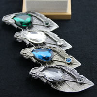 Crystal Brooch Zinc Alloy with Crystal Leaf platinum color plated can be used as brooch or pendant & faceted & with rhinestone & blacken nickel lead & cadmium free Sold By Bag