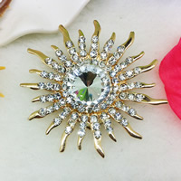 Tibetan Style, with Glass, Flower, gold color plated, faceted & with rhinestone, nickel, lead & cadmium free, 55mm, Sold By PC
