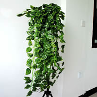 Spun Silk Artificial Plant, with Plastic, Leaf, green, 90cm, 10Strands/Bag, Sold By Bag