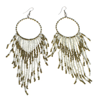 Fashion Statement Earring Zinc Alloy with Glass Seed Beads iron earring hook platinum color plated Bohemian style nickel lead & cadmium free Sold By Pair