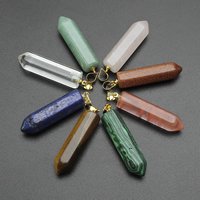 Gemstone Pendants Jewelry, with brass bail, pendulum, gold color plated, different materials for choice, 8x33mm-8x29mm, Hole:Approx 3mm, Sold By PC