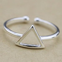 cobre Cuff Ring Finger, Triângulo, platinado, níquel, chumbo e cádmio livre, 3-8mm, tamanho:5, vendido por PC
