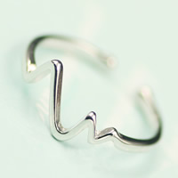 Brass Cuff Finger Ring, real silver plated, 15mm, US Ring Size:5, Sold By PC