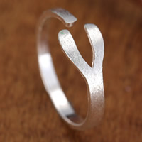 Латунь Манжеты палец кольцо, плакированный настоящим серебром, Матовый металлический эффект, 10-15mm, размер:5, продается PC