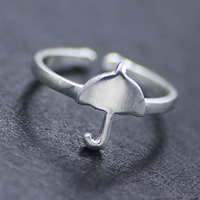 cobre Cuff Ring Finger, guarda-chuva, banhado a prata genuina, aço escovado, 10mm, tamanho:5, vendido por PC
