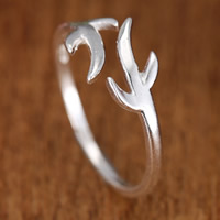 Sárgaréz Mandzsetta Finger Ring, igazi ezüstözött, 10-15mm, Méret:5, Által értékesített PC
