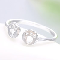 Латунь Манжеты палец кольцо, плакированный настоящим серебром, 3-5mm, размер:5, продается PC