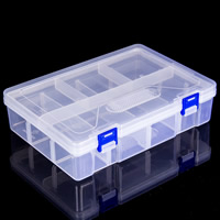Коробочки для хранения ювелирных изделий, пластик, Прямоугольная форма, прозрачный & 8 ячеек, очистить, 230x160x60mm, продается PC