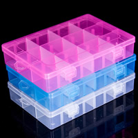 Caixa de jóias da unha, plástico, Retângulo, transparente & 12 células, Mais cores pare escolha, 198x133x38mm, vendido por PC