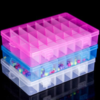 Jewelry Beads Container, Plastic, Rectangle, transparent & 24 cells, more colors for choice, 198x133x38mm, Sold By PC
