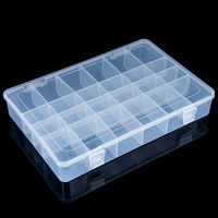 Χάντρες Container, Πλαστική ύλη, Ορθογώνιο παραλληλόγραμμο, διαφανής & 24 κύτταρα, σαφής, 345x218x48mm, Sold Με PC