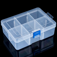 Jewelry Beads Container, Plastic, Rectangle, transparent & 6 cells, clear, 165x120x60mm, Sold By PC