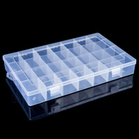 Boîte à bijoux de perles , plastique, rectangle, 28 cellules & transparent, transparent, 345x218x48mm, Vendu par PC