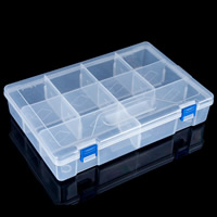 Χάντρες Container, Πλαστική ύλη, Ορθογώνιο παραλληλόγραμμο, διαφανής & 10 κύτταρα, σαφής, 290x190x60mm, Sold Με PC