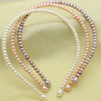 Hair Bands Freshwater Pearl with Stainless Steel Dome natural 7-8mm 9-10mm Sold By PC