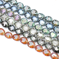 Kristall-Perlen, Kristall, flachoval, bunte Farbe plattiert, facettierte, mehrere Farben vorhanden, 20x16x8mm, Bohrung:ca. 1.5mm, ca. 30PCs/Strang, verkauft per ca. 27.5 ZollInch Strang