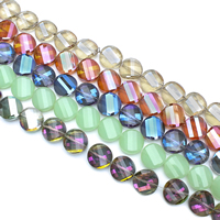 Torsion-Kristall-Perlen, Kristall, Twist, bunte Farbe plattiert, facettierte, mehrere Farben vorhanden, 18x8mm, Bohrung:ca. 1mm, ca. 35PCs/Strang, verkauft per ca. 24 ZollInch Strang