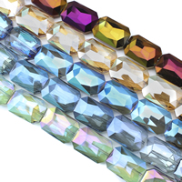 Kristall-Perlen, Kristall, Pendular Lochrose, bunte Farbe plattiert, facettierte, mehrere Farben vorhanden, 19x27x10mm, Bohrung:ca. 1.5mm, ca. 25PCs/Strang, verkauft per ca. 25.5 ZollInch Strang