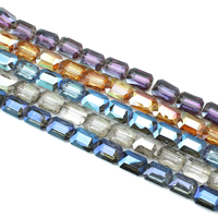 Kristall-Perlen, Kristall, Pendular Lochrose, bunte Farbe plattiert, facettierte, mehrere Farben vorhanden, 13x19x7mm, Bohrung:ca. 1.5mm, ca. 40PCs/Strang, verkauft per ca. 25.5 ZollInch Strang